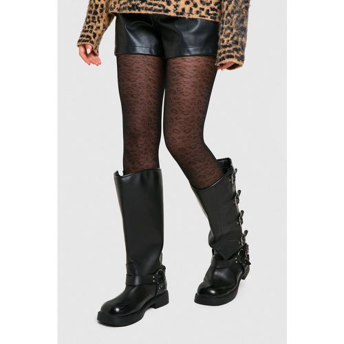 Collant leopardati, Nero - boohoo - Modalova