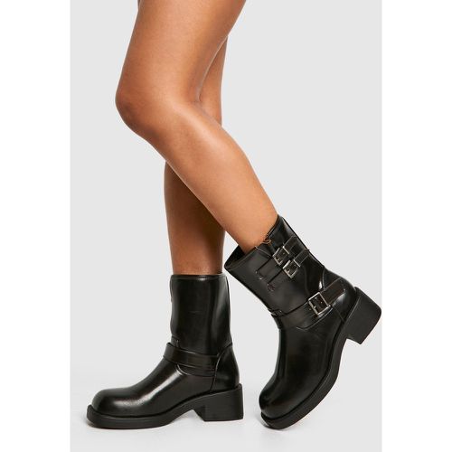 Botas Moteras Estilo Vintage Con Hebilla - boohoo - Modalova