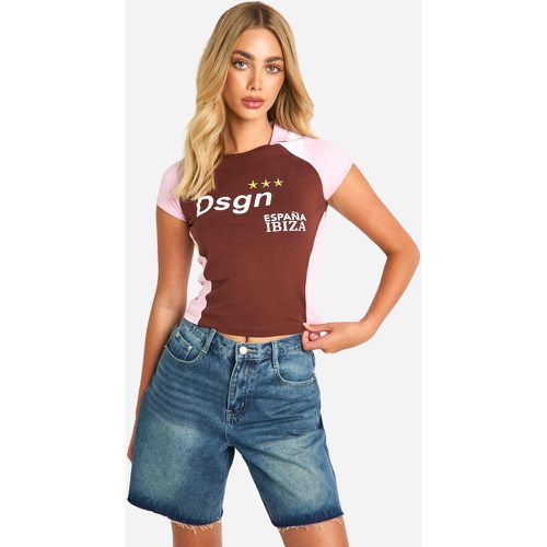 Dsgn Fitted Football T-Shirt, Brown - boohoo - Modalova