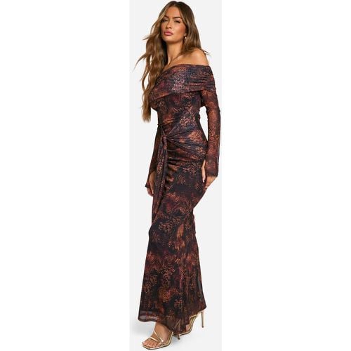 Vestito maxi in rete effetto pelle di serpente con dettagli attorcigliati - boohoo - Modalova