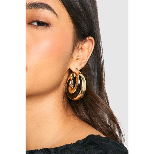 Pendientes De Aro Oversize Estilo Vintage Con Detalle Negro - boohoo - Modalova