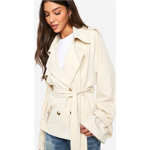 Gabardina Corta, Beige - boohoo - Modalova