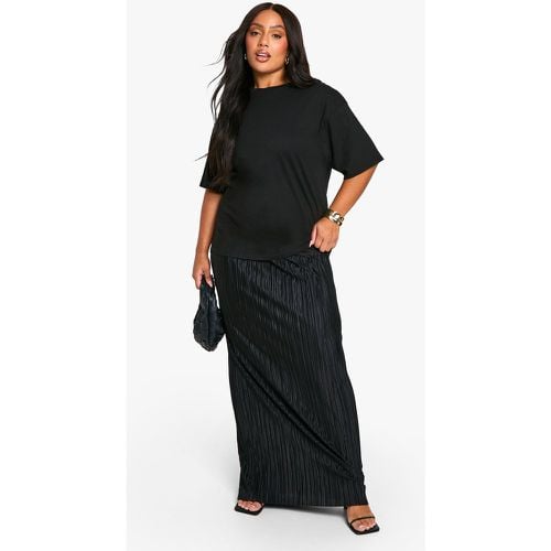 Falda Plus Maxi Plisada, Negro - boohoo - Modalova