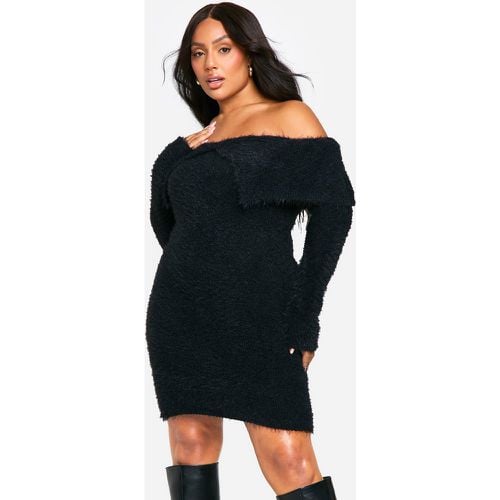 Miniabito Plus Size in maglia con bardotto - boohoo - Modalova