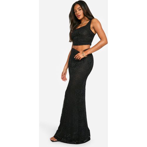 Falda Maxi De Encaje, Negro - boohoo - Modalova