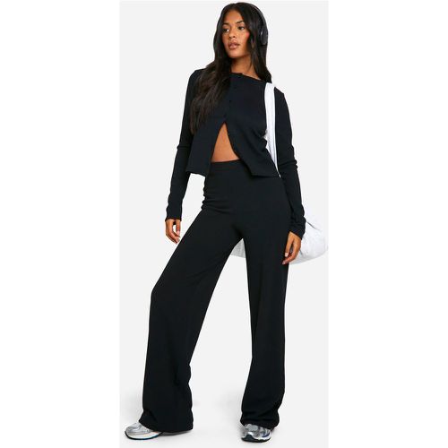 Conjunto Coordinado Tall De Pantalón De Pernera Ancha Y Cárdigan Fruncido - boohoo - Modalova