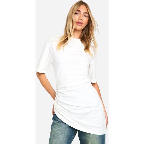 Camiseta Oversize Asimétrica Fruncida - boohoo - Modalova