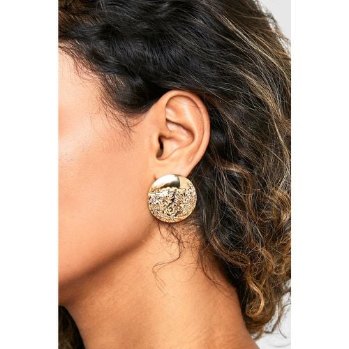 Pendientes Dorados Oversize Texturizados Con Círculo - boohoo - Modalova