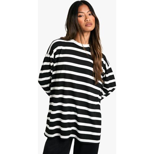 Camiseta Oversize De Manga Larga Con Estampado De Rayas - boohoo - Modalova