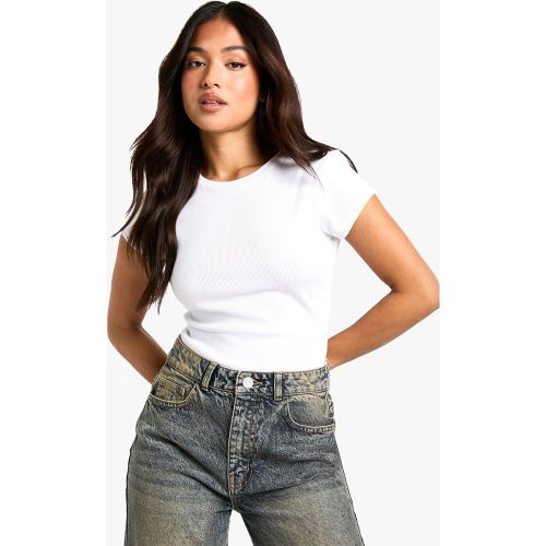 Body Petite Básico De Manga Corta Con Cuello De Caja - boohoo - Modalova