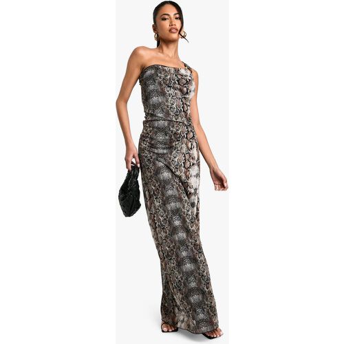 Vestito maxi con stampa effetto pelle di serpente e finiture color oro - boohoo - Modalova