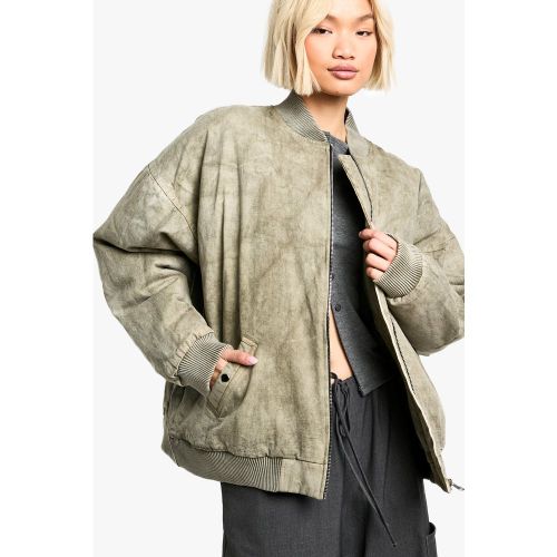 Chaqueta Bomber Oversize Efecto Desteñido - boohoo - Modalova