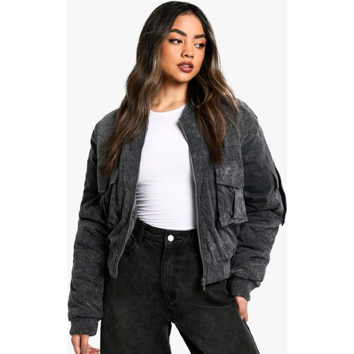 Chaqueta Bomber Crop Con Bolsillos Utilitarios - boohoo - Modalova