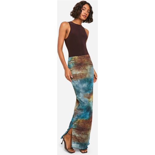 Tall Abstract Mesh Maxi Skirt, Azul - boohoo - Modalova