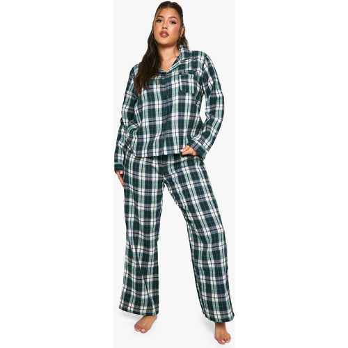 Pijama Plus De Pantalón Y Camisa De Cuadros Con Botones - boohoo - Modalova