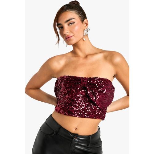 Top De Lentejuelas Con Lazo, Rojo - boohoo - Modalova