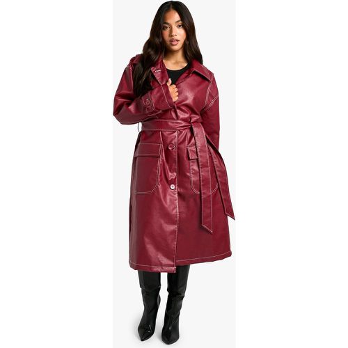 Cappotto Trench Petite con cuciture a contrasto - boohoo - Modalova