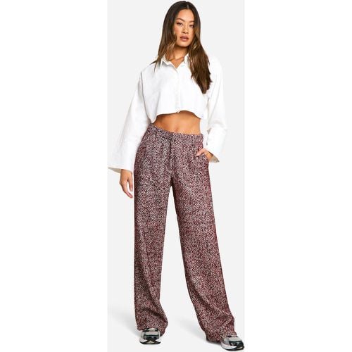 Pantaloni Tall effetto lana a spina di pesce - boohoo - Modalova