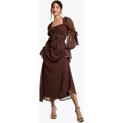 Vestito longuette stile Milkmaid in chiffon - boohoo - Modalova