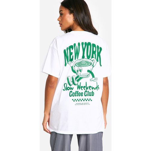 Camiseta Oversize Con Estampado Gráfico De Coffee Club - boohoo - Modalova