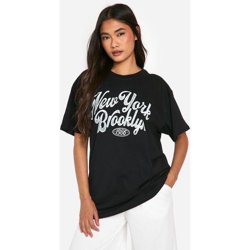 Camiseta Oversize Con Estampado Gráfico De New York - boohoo - Modalova