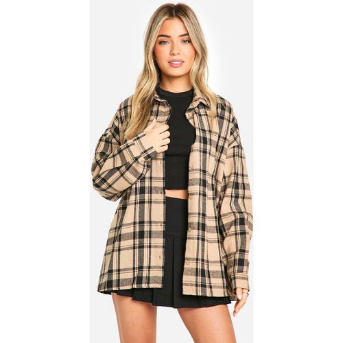 Camisa Oversize De Cuadros, Beige - boohoo - Modalova