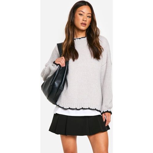 MAGLIA TALL OVERSIZE CON PUNTI A CONTRASTO - boohoo - Modalova