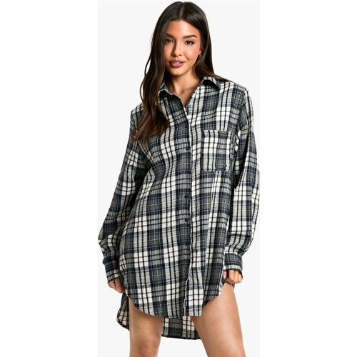 Vestido Camisero Oversize De Cuadros Con Hombreras - boohoo - Modalova