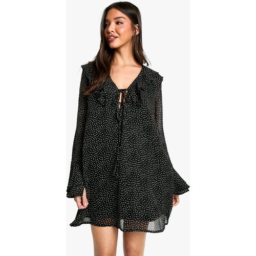 Vestido Mini Recto De Lunares Con Volante - boohoo - Modalova