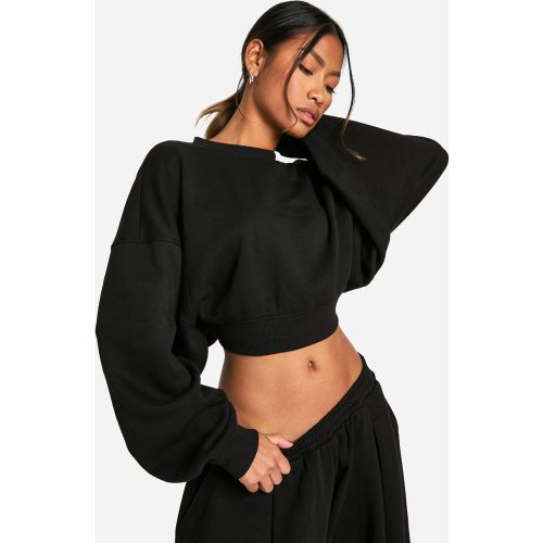 Sudadera Crop Con Cuello Redondo Y Bajo Fruncido - boohoo - Modalova