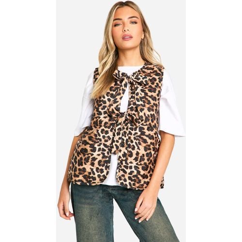 Leopard Bow Detail Quilted Gilet - boohoo - Modalova