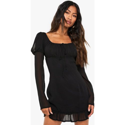 Miniabito a maniche lunghe in chiffon effetto goffrato - boohoo - Modalova