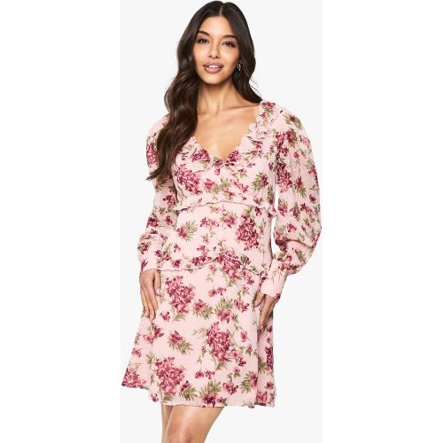 Miniabito In Chiffon A Fiori Con Arricciature - boohoo - Modalova