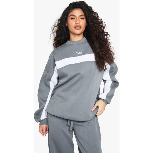 Sudadera Oversize Bordada Con Panel En Contraste - boohoo - Modalova