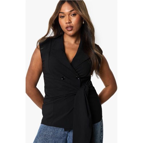 Americana Plus De Bengalina Con Atadura En La Cintura - boohoo - Modalova