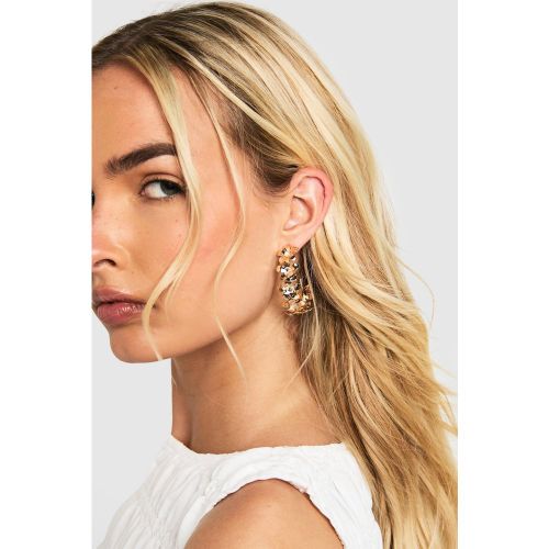 Pendientes De Aro Llamativos Con Perlas Y Flores - boohoo - Modalova