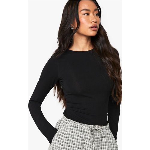 Top Básico De Manga Larga Con Cuello De Caja Y Corte Largo De - boohoo - Modalova