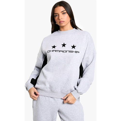 Sudadera Oversize Con Colores En Bloque Y Estampado Championship De Estrellas - boohoo - Modalova