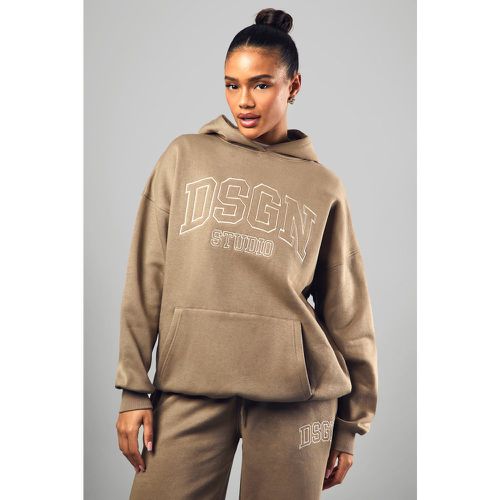 Felpa oversize Dsgn Collegiate con ricami e cappuccio - boohoo - Modalova