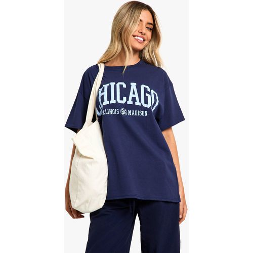 Camiseta Oversize Con Estampado Universitario De Chicago - boohoo - Modalova