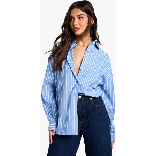 Camisa Oversize De Raya Diplomática - boohoo - Modalova