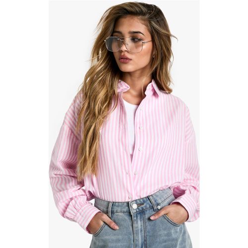 Camisa Oversize De Rayas Rosas - boohoo - Modalova