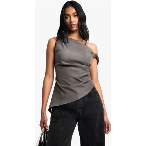 Top De Tela Asimétrico Drapeado - boohoo - Modalova