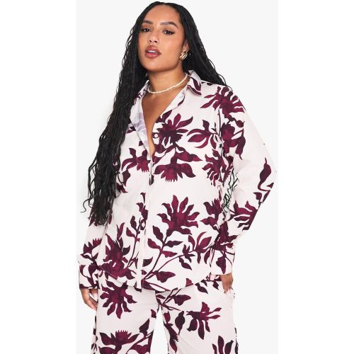 Camisa Plus Básica De Manga Larga Con Estampado De Flores - boohoo - Modalova