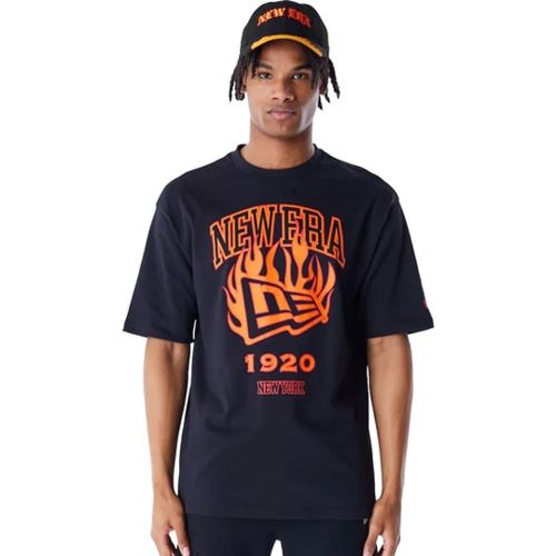 Ne Flag Flame Oversized T-shirt Nero - new era - Modalova