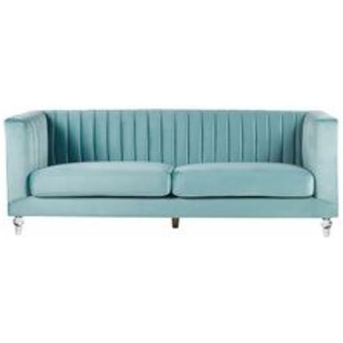 Sitzer Sofa Hellblau Samtstoff mit Steppung Hohen Armlehnen Transparenen Acryl-Füßen Dicken Sitzkissen Modern Glam Wohnzimmer Ausstattung - BELIANI - Modalova