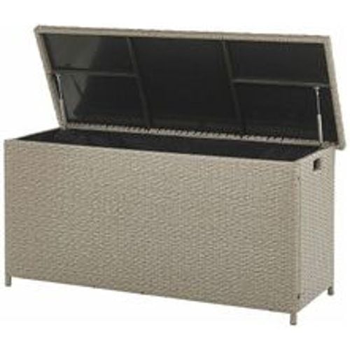 Auflagenbox Taupe Rattan 126 x 46 cm 290 l mit Deckel für Garten für Terrasse Aufbewahrung Kissenbox - BELIANI - Modalova