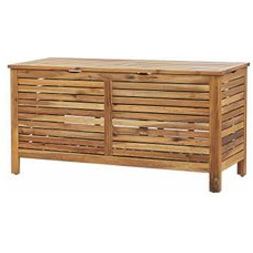 Auflagenbox Akazienholz Hellbraun 130 x 64 x 48 cm geölte Oberfläche Truhe für Terrasse, Garten, Balkon Landhausstil Outdoor Möbel - BELIANI - Modalova