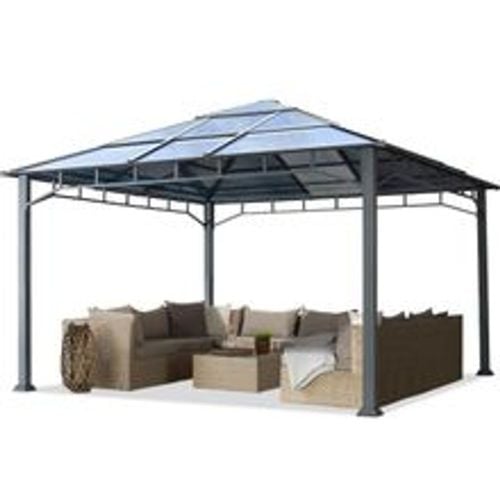 Gartenpavillon 4x4 m Aluminium Gestänge Polycarbonat Dach ca. 8 mm Pavillon Gartenzelt ohne Seitenteile - loft grey - Fashion24 DE - Modalova