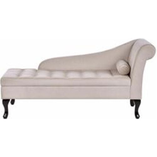 Chaiselounge Rechtsseitig Hellbeige Samtstoff mit Bettkasten 1 Kissen Holzbeine Retro Glamourös Liegesofa Wohnzimmer Schlafzimmer Ausstattung - BELIANI - Modalova